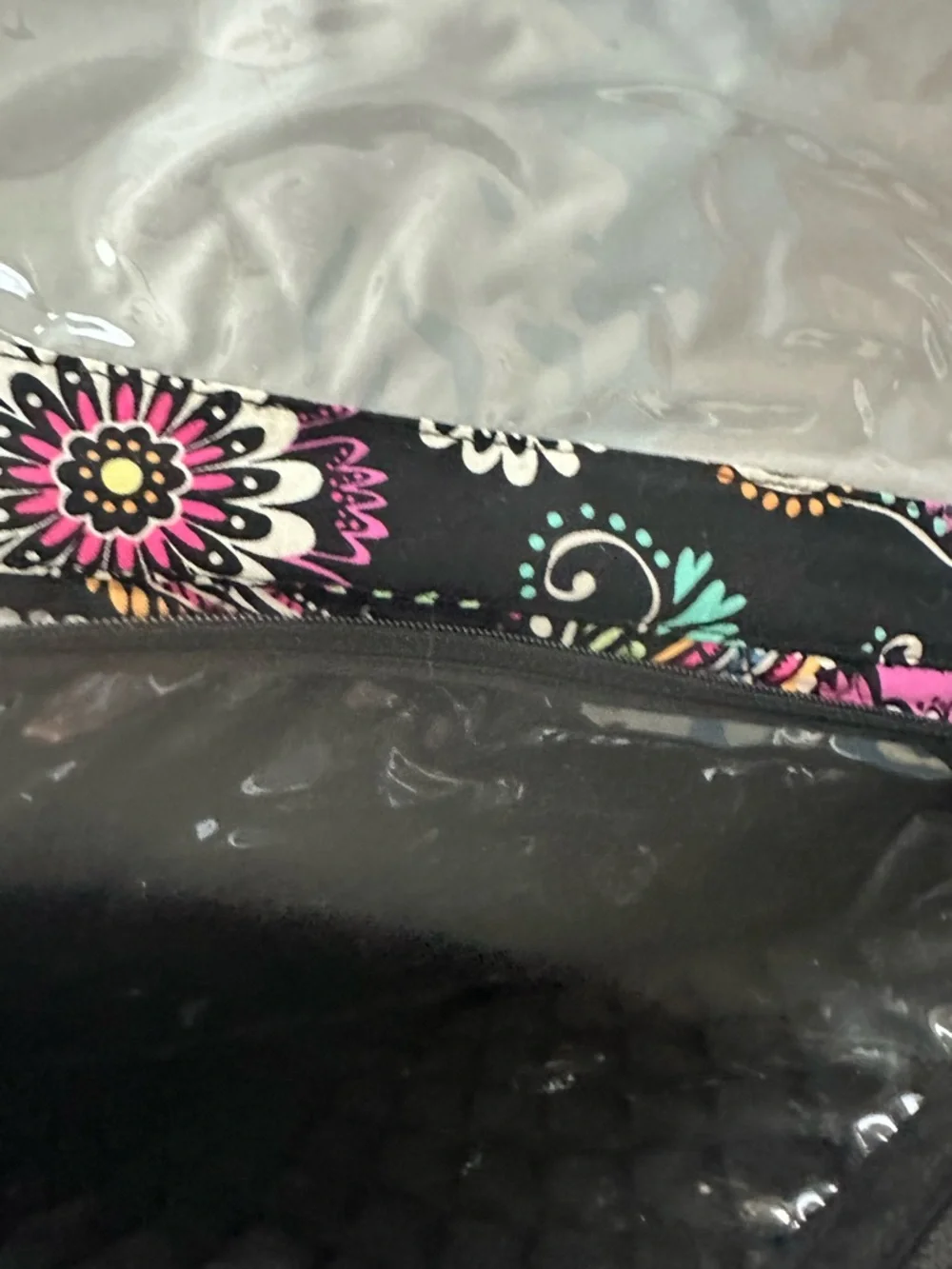 Vera Bradley Black Paisley Hanging Makeup Organizer with Clear Pockets